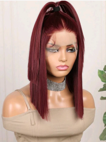 Burgundy Luxe Wave – 16” Human Blend Lace Wig | 180% Density